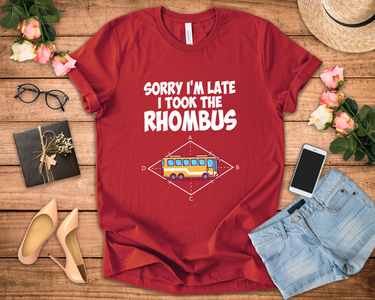 Math Joke Shirt – I Took the Rhombus Geometry Bus Graphic