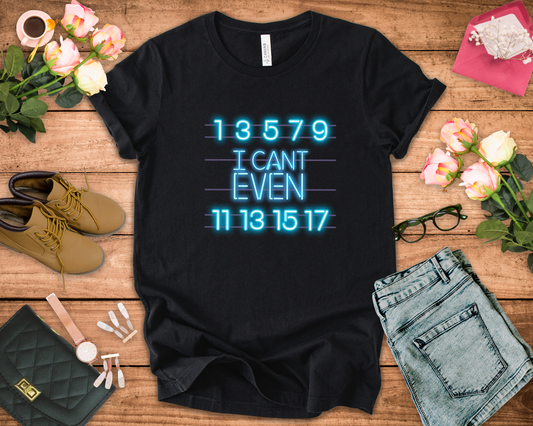 Neon Math Joke Tee – I Can't Even with Odd Numbers
