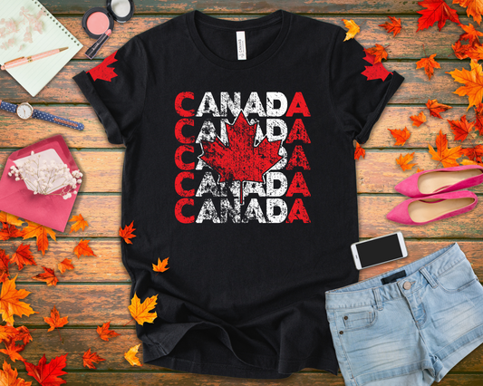 Canada Retro Repeat Maple Leaf T-Shirt