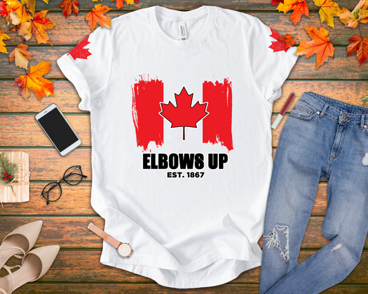 Elbows Up Canada Flag Brushstroke T-Shirt