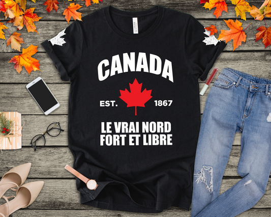 Canada Le Vrai Nord, Fort Et Libre Red Maple Heritage T-Shirt