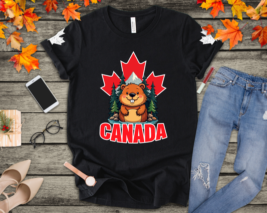 Canada Maple Beaver Cartoon T-Shirt