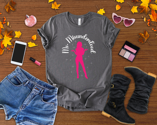 Ms Misunderstood Shirt, Confident Anime Girl Tee, Pink Silhouette Sass T Shirt, Bold Feminine Energy Apparel, Sassy Girl Power Graphic Top
