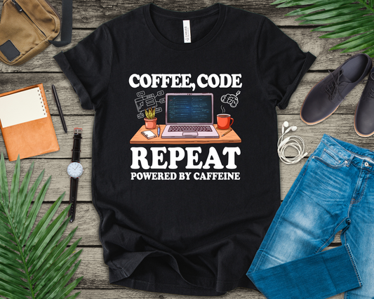 Coffee, Code, Repeat   Official Graphic Statement Tee for Bold Minds, Modern Thinkers, and Everyday Expression Everywhere