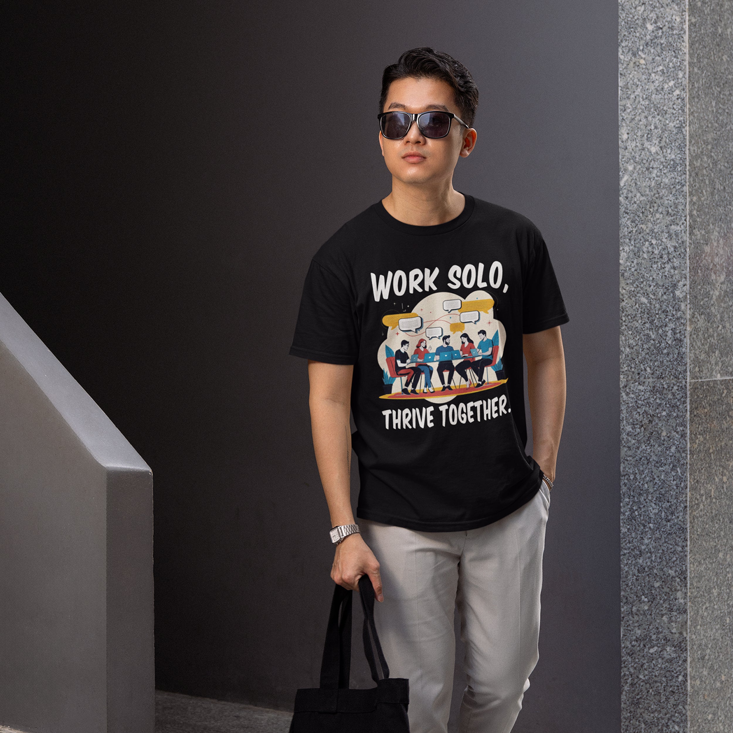 Work Solo Thrive Together | Motivational Teamwork T-Shirt
