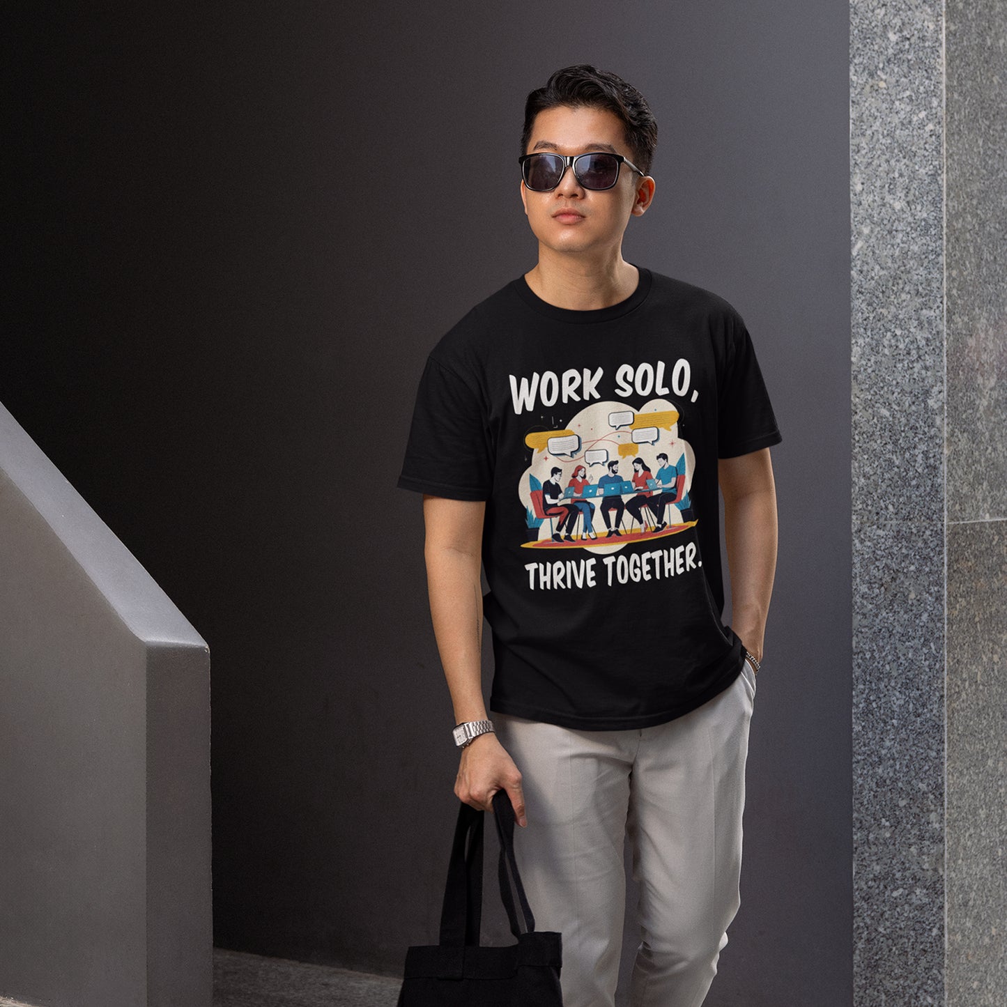 Work Solo Thrive Together | Motivational Teamwork T-Shirt