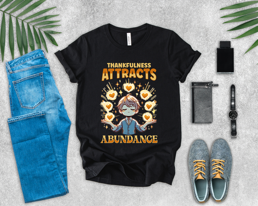 Thankfulness Attracts Abundance | Gratitude & Positivity T-Shirt