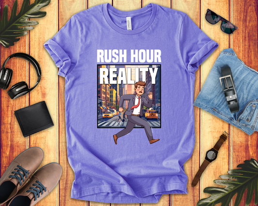 Rush Hour Reality Urban Commute Graphic Tee for City Warriors Navigating Chaos Hustle and Subway Stops Like Daily Champions