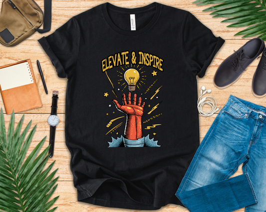 Elevate and Inspire Shirt Motivational Graphic Tee for Leaders Teachers Coaches and Creators Who Lift Others With Energy and Vision