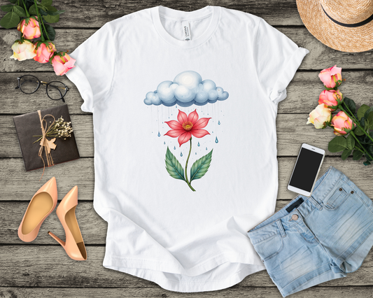 No Rain No Flowers Shirt Uplifting Growth Message Tee for Resilient Souls Who Know That Every Storm Brings Something Beautiful to Bloom