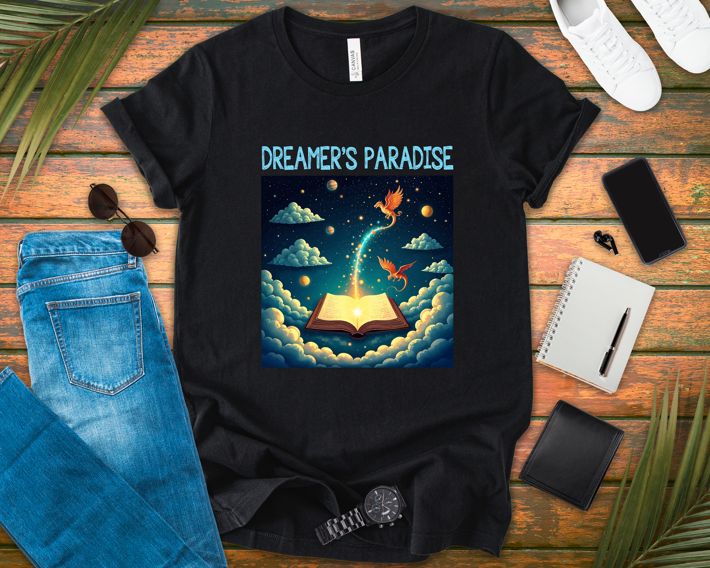 Dreamers Paradise | Fantasy Dragons & Magic Book T-Shirt