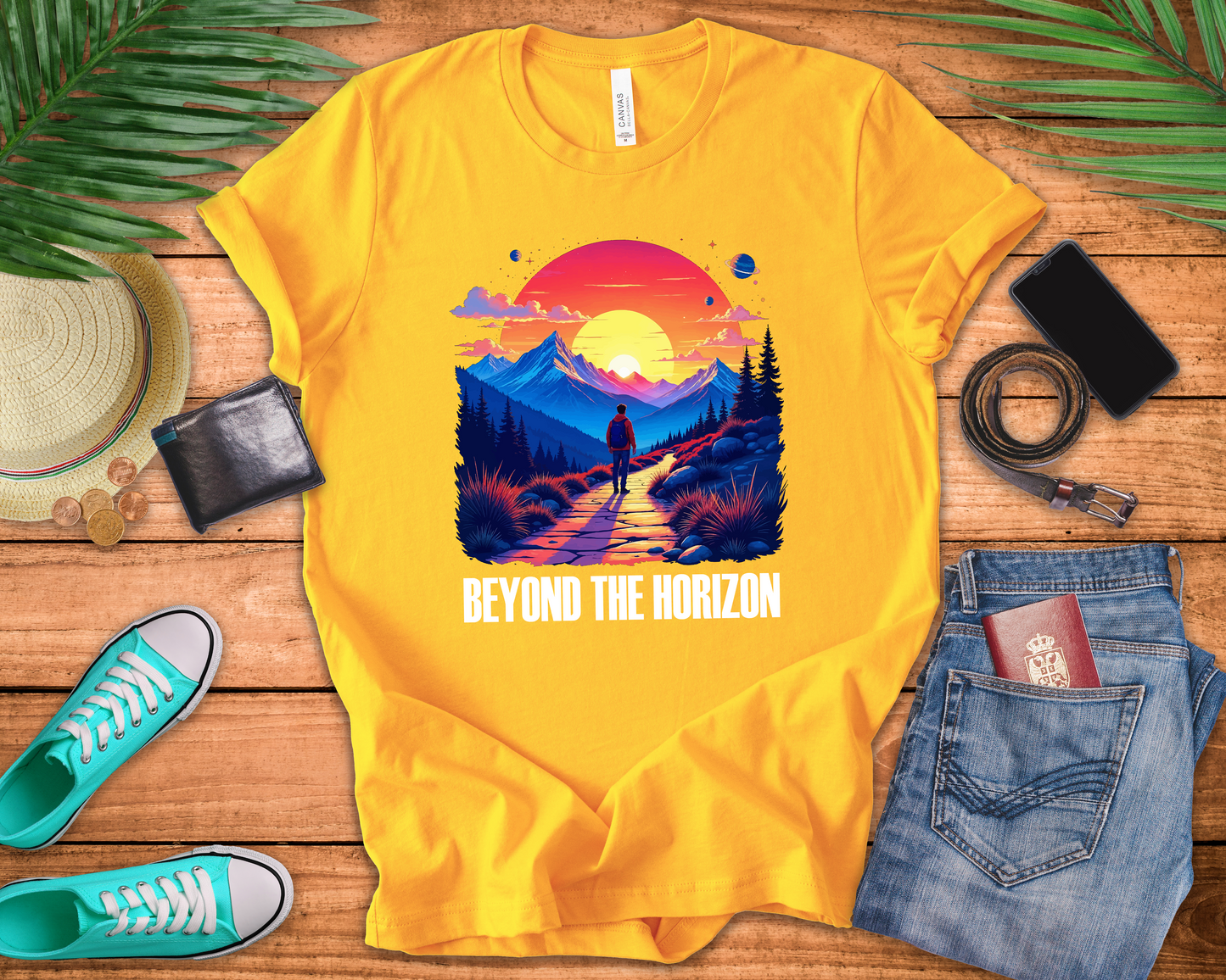 Beyond the Horizon | Inspirational Sunset & Space Exploration T-Shirt