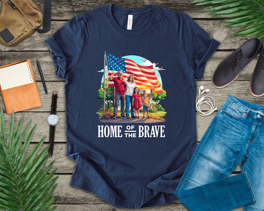 Home of the Brave | Patriotic Family Salute & US Flag T-Shirt