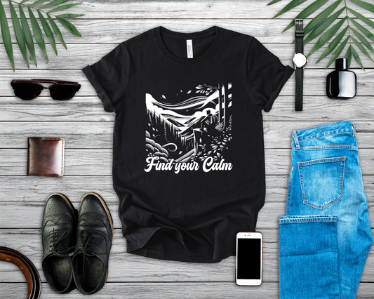 Breathe in the Wild Find Your Calm | Nature Reflection Graphic T-Shirt