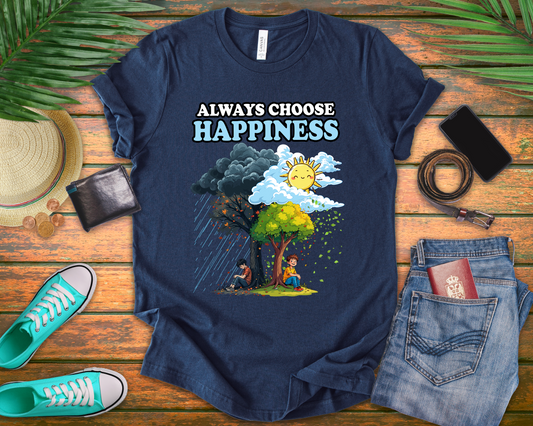 Embrace positivity Always Choose Happiness – Two Sides of Life Motivational Graphic T-Shirt