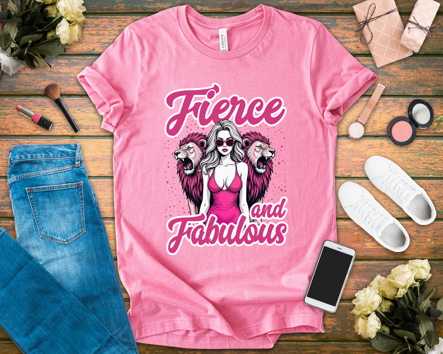 Fierce and Fabulous T-Shirt – Bold Women & Roaring Lions Graphic Tee