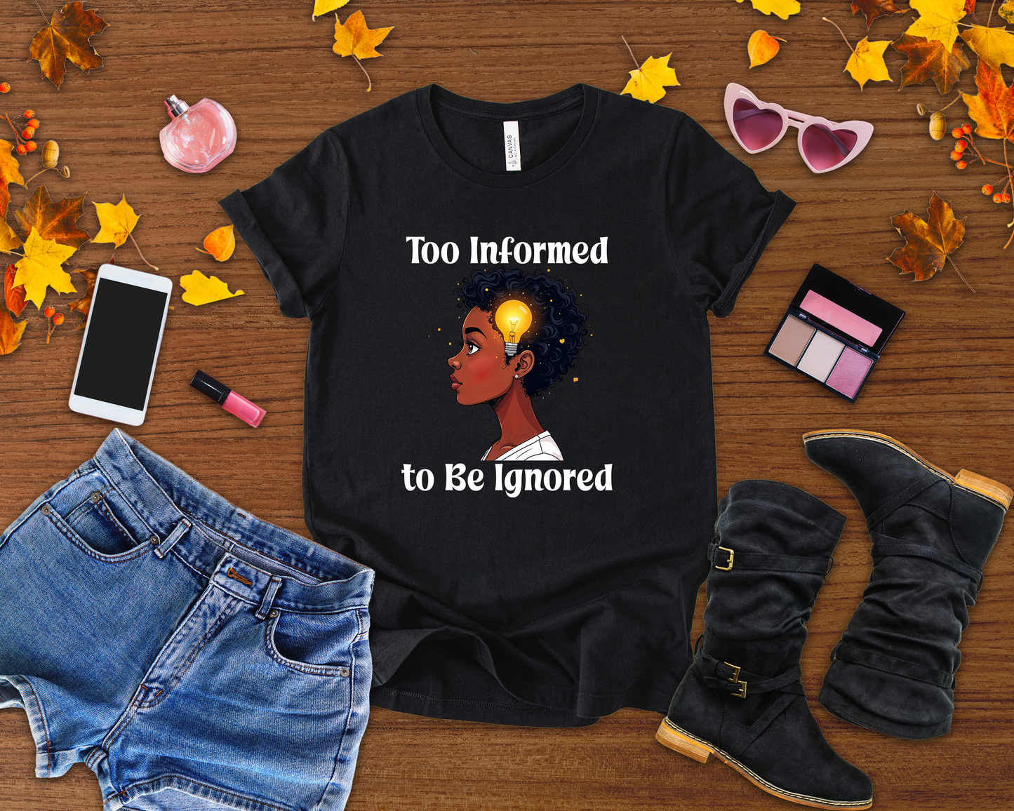 Too Informed to Be Ignored | Illuminated Insight Girl Graphic T-Shirt
