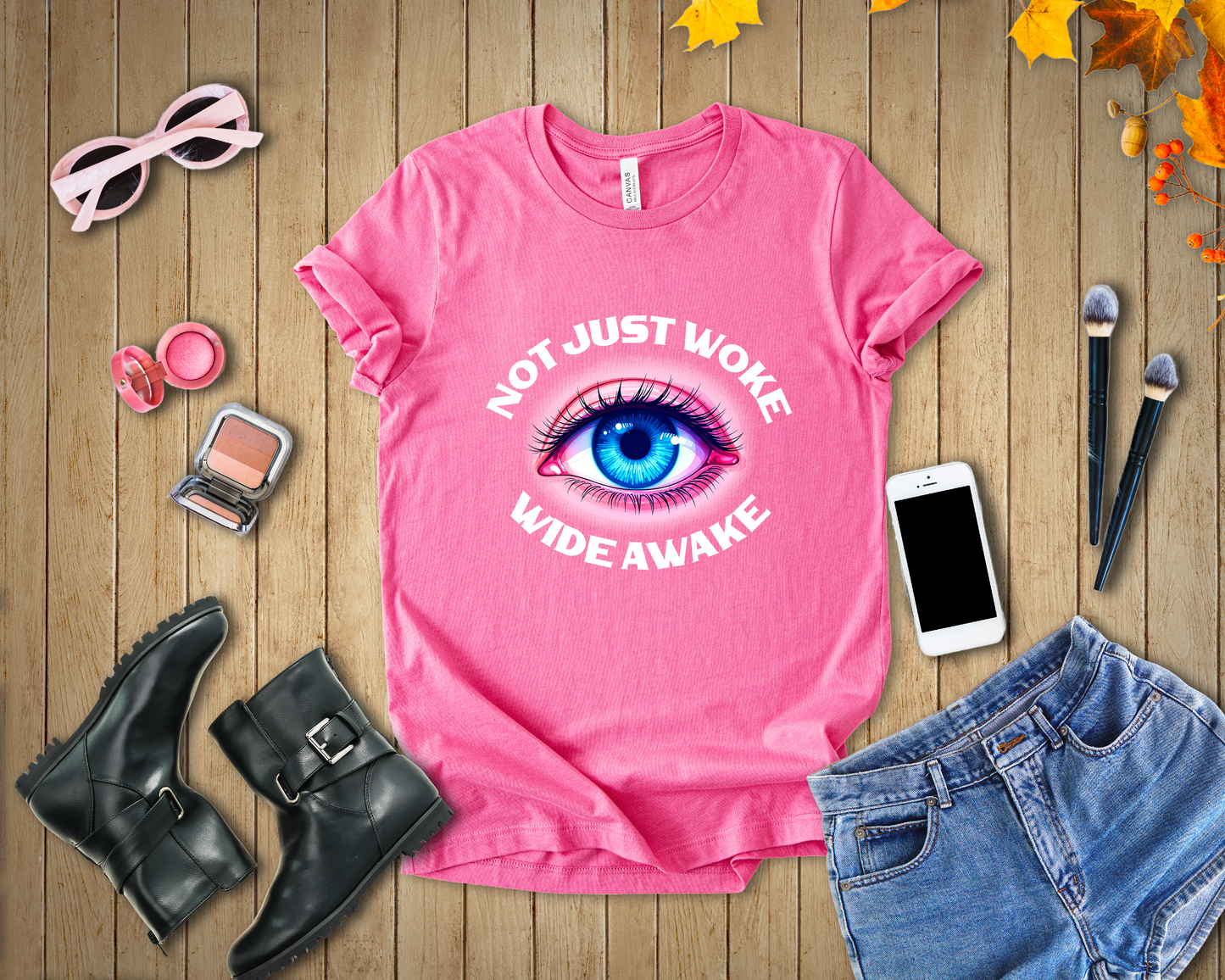 Not Just Woke, Wide Awake | Bold Open Eye Graphic T-Shirt