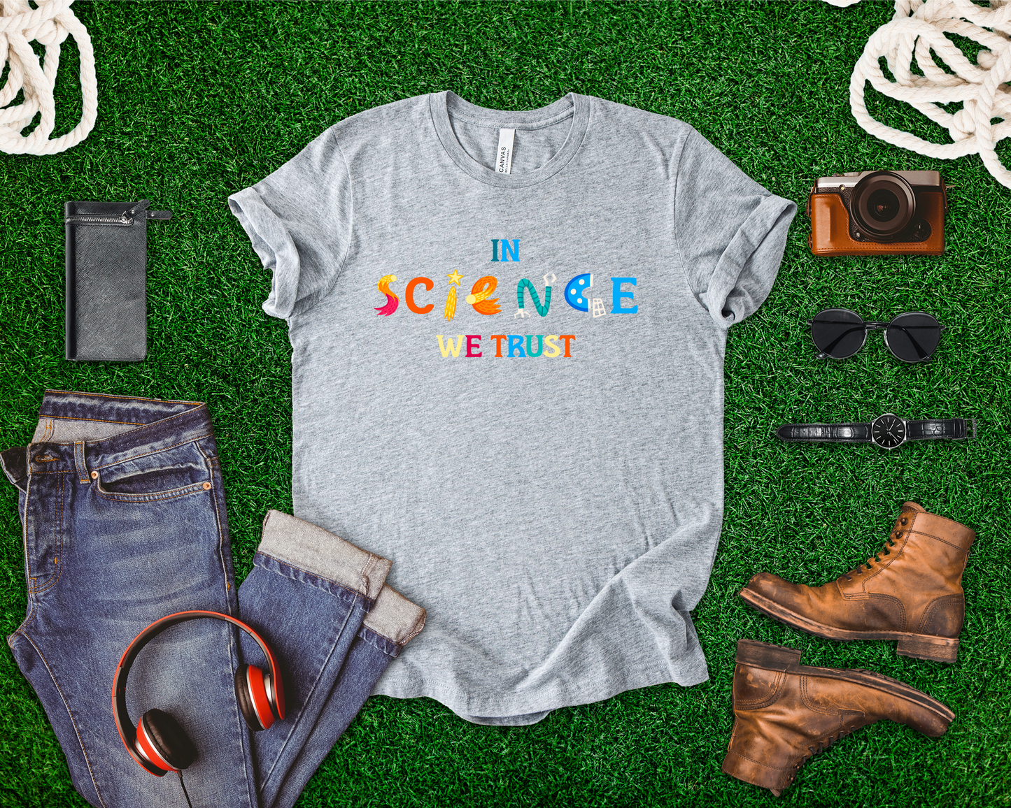 In Science We Trust T-Shirt – Lab Equipment Graphic STEM Lover Tee