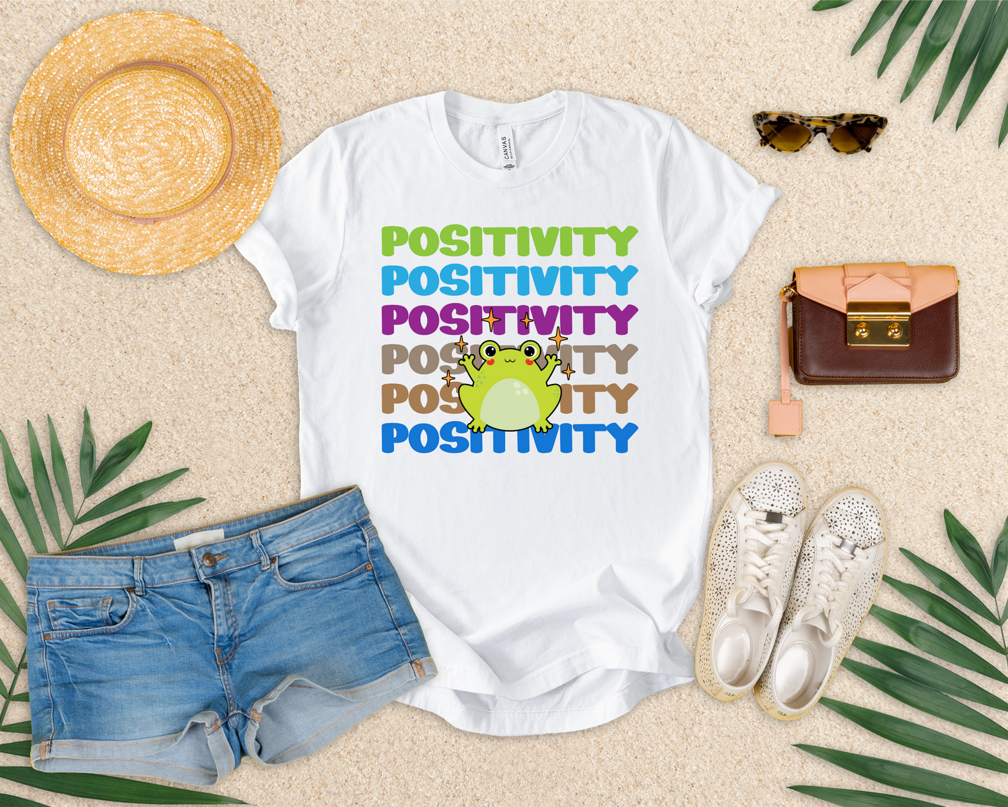 Happy Frog Positivity T-Shirt – Cute Green Frog Graphic Motivational Tee