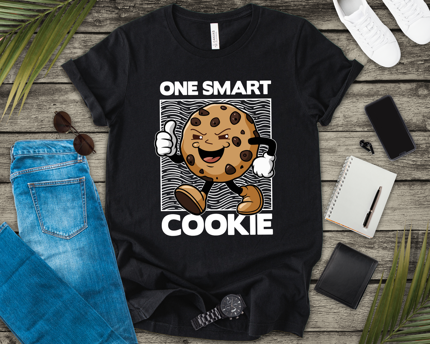 One Smart Cookie Tshirt – Happy Smiling Cookie Walking with Thumbs Up Graphic