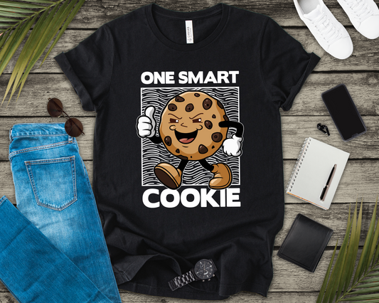 One Smart Cookie Tshirt – Happy Smiling Cookie Walking with Thumbs Up Graphic