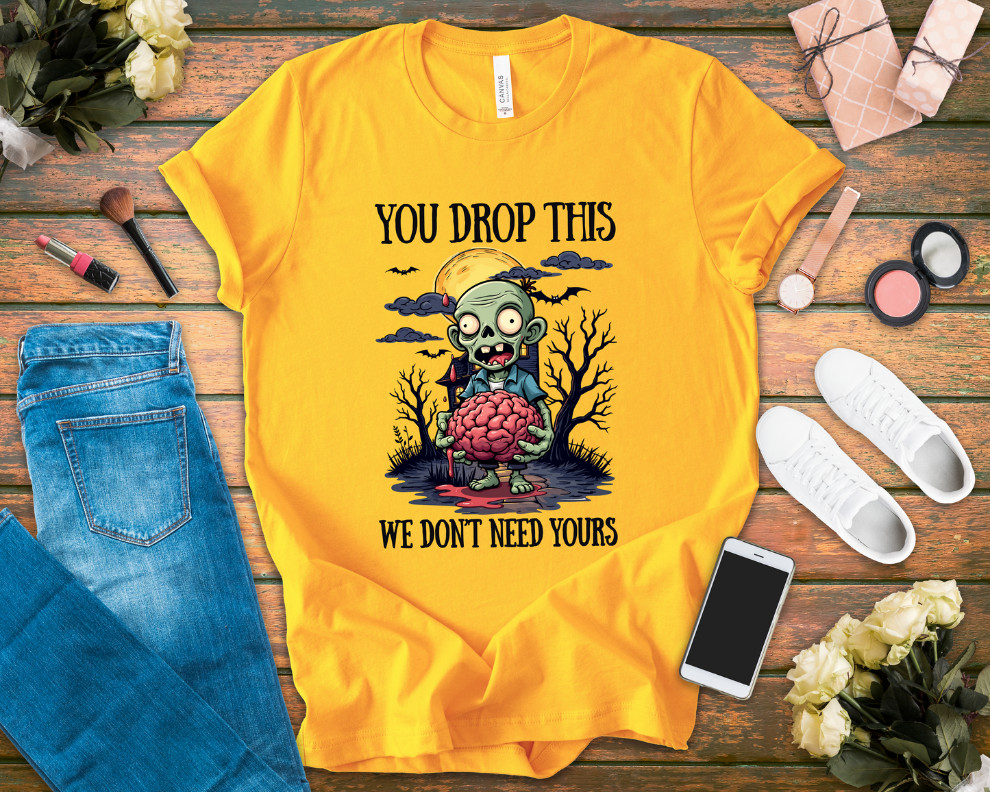 Your Drop This We Don't Need Yours Zombie Brain Full Moon T Shirt