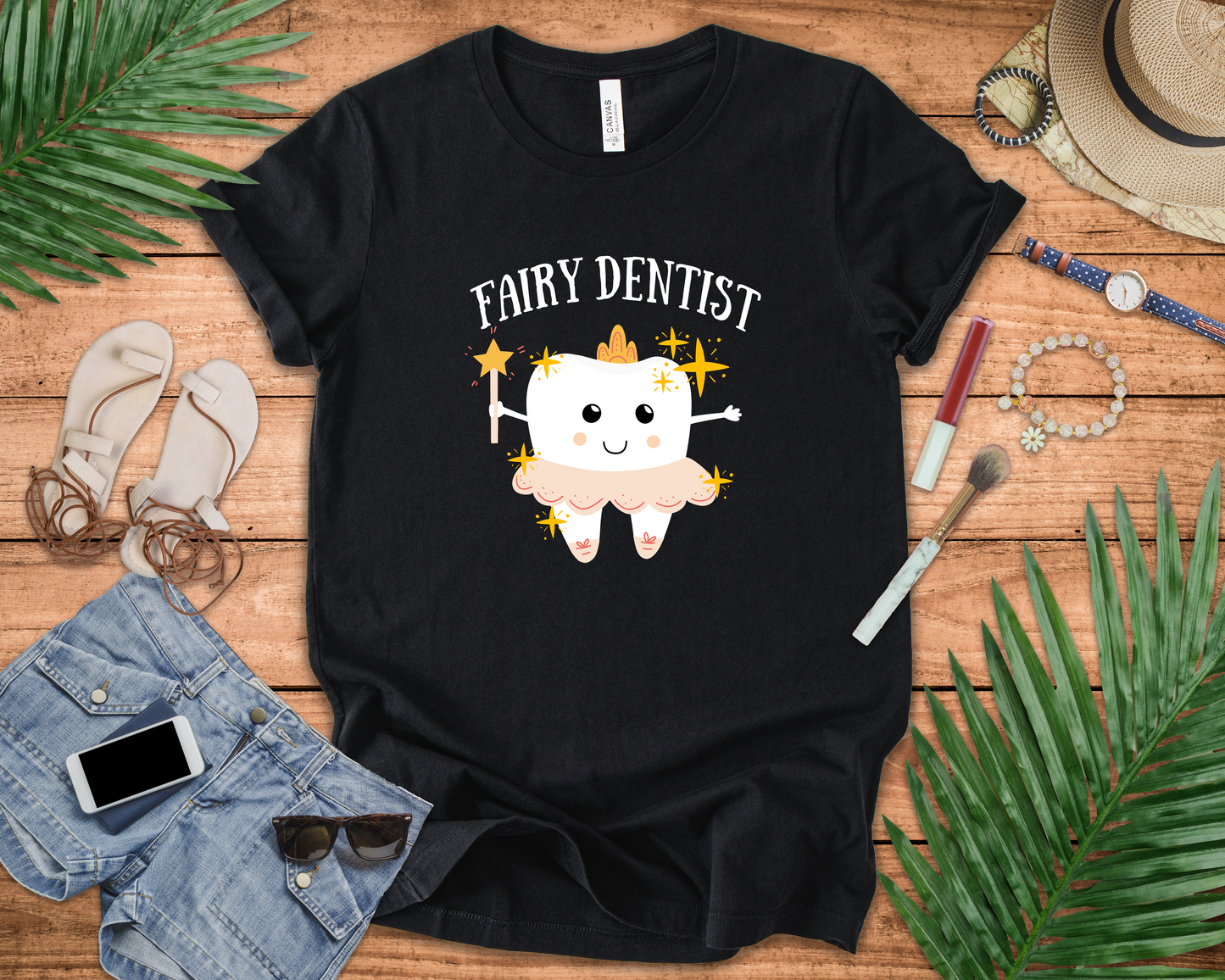 Fairy Dentist T Shirt Large Smiling Tooth with Wand and Fairy Costume
