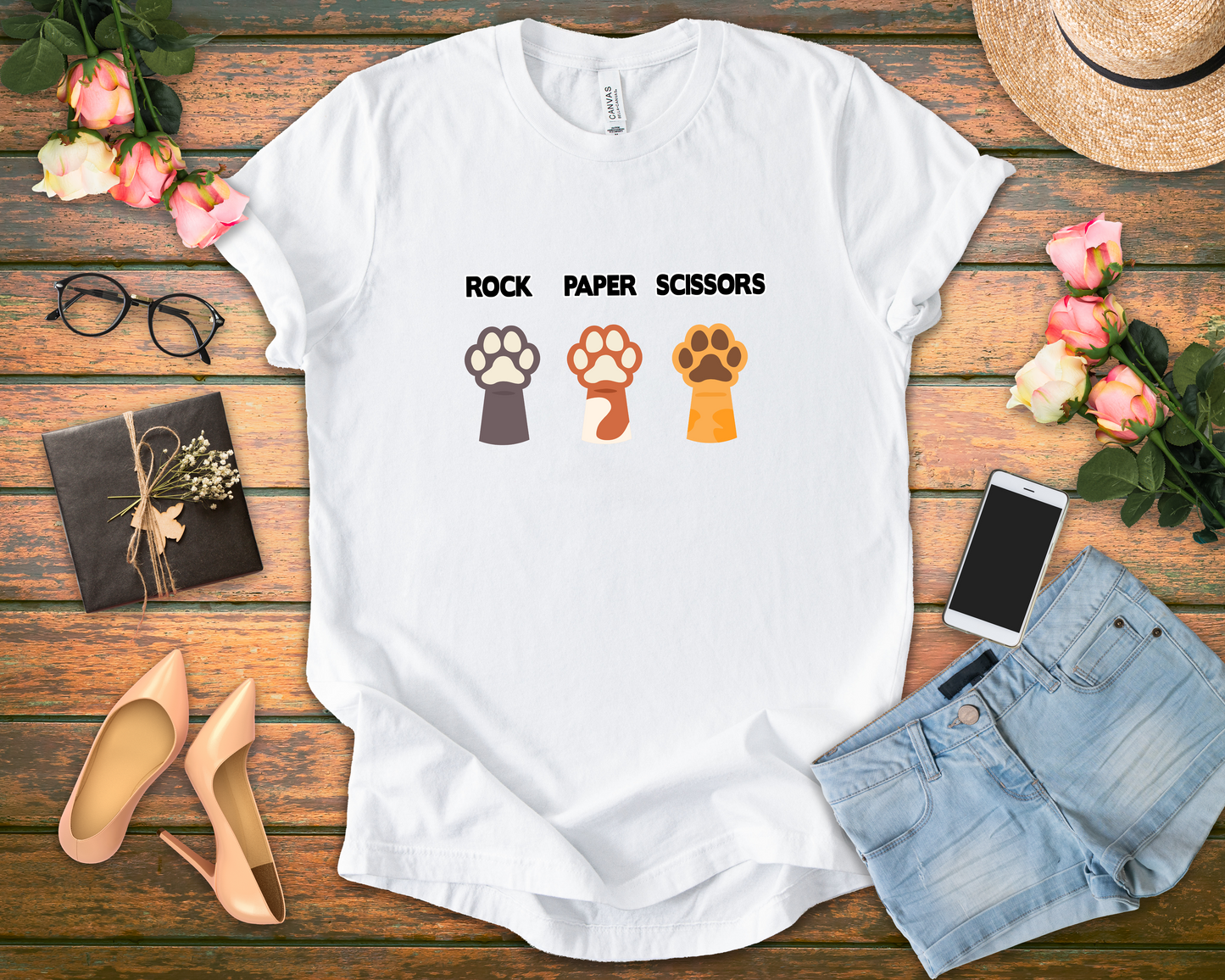 Rock Paper Scissors Dog Paw Tshirt Funny Canine Game Design