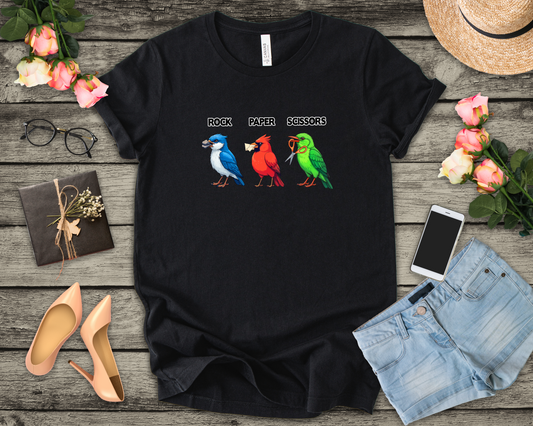 Rock Paper Scissors Bird Paw Tshirt Funny Avian Game Design