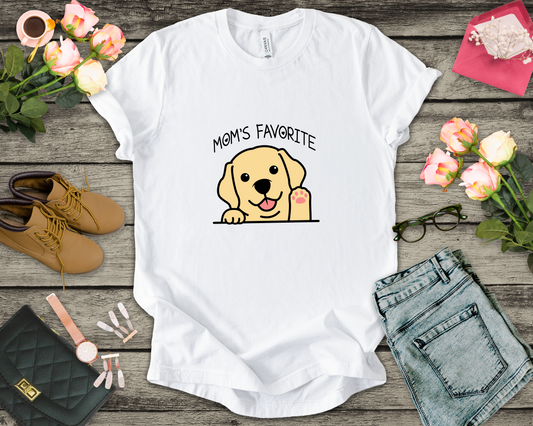 Moms Favorite Dog Waving Paw Tshirt Cute Happy Canine Design