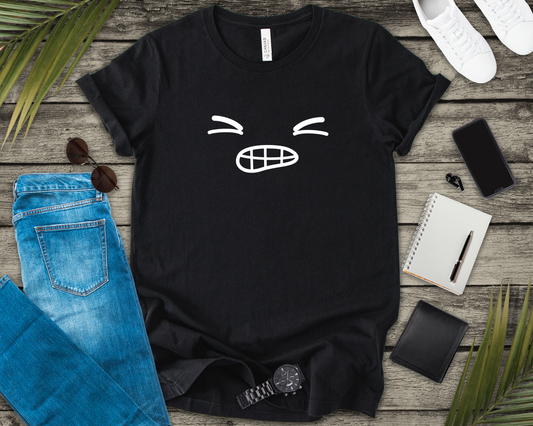 Minimalist Bold Expression T-Shirt – Black Tee with Bold Face Graphic