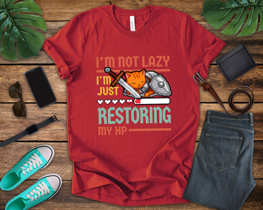 I’m Not Lazy I’m Just Conserving Energy Like a Pro Tee, Cat Nap Humor Shirt, Feline Chill Graphic Tee, Funny Mood Top