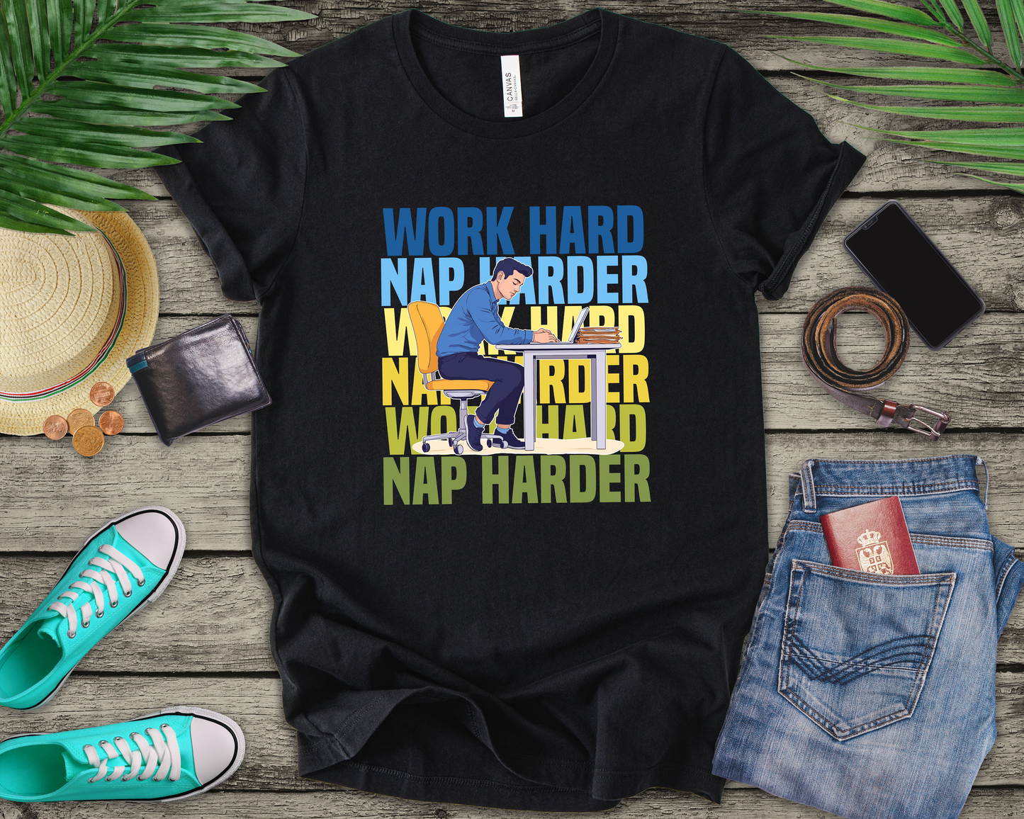 Work Hard Nap Harder Tee, Office Life Humor Shirt, Productivity Fatigue Top, Corporate Grind Graphic Tee, Tired Employee Gift
