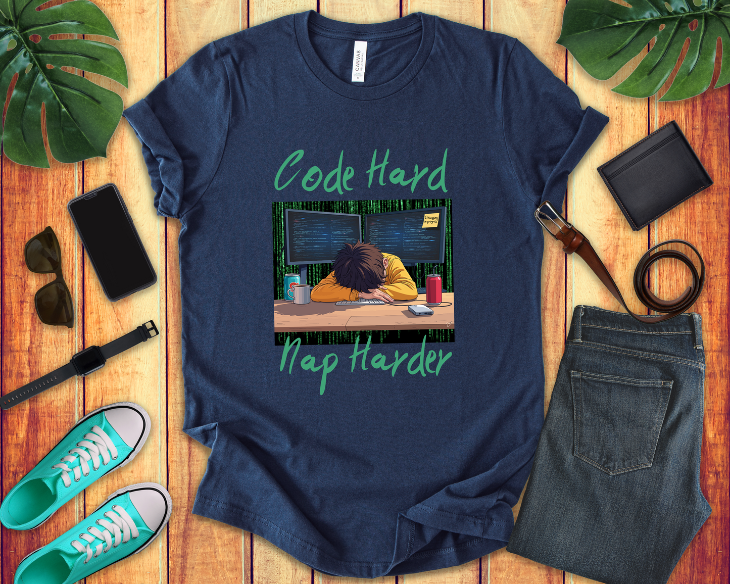 Code Hard Nap Harder Tee, Developer Sleep Shirt, Programmer Humor Top, Tech Life Graphic Tee, Sleep is Debugging Gift