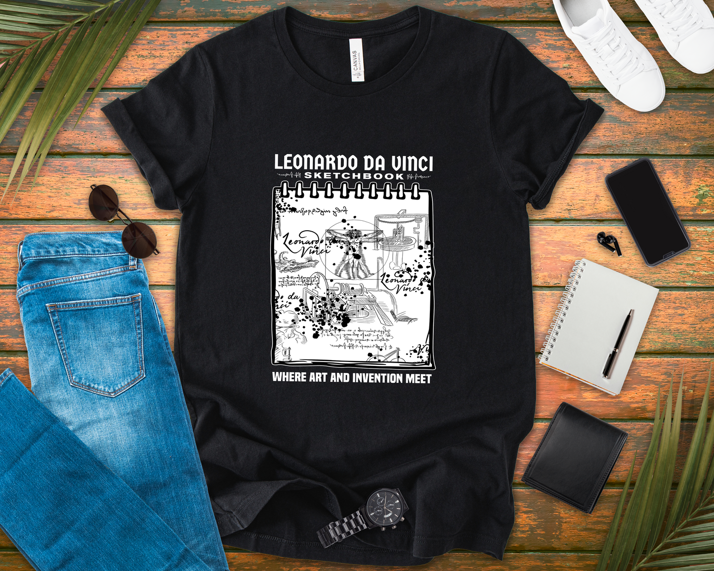 Leonardo’s Sketchbook Tee, Inventor Tribute Shirt, Renaissance Genius Graphic, Art History Top, Creativity Inspired Gift
