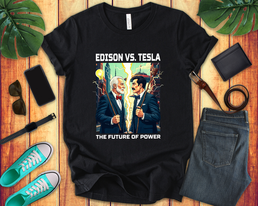 Edison vs Tesla Tee, Inventors Rivalry Shirt, Science History Graphic, Innovation Duel Top, Genius Clash Gift Shirt