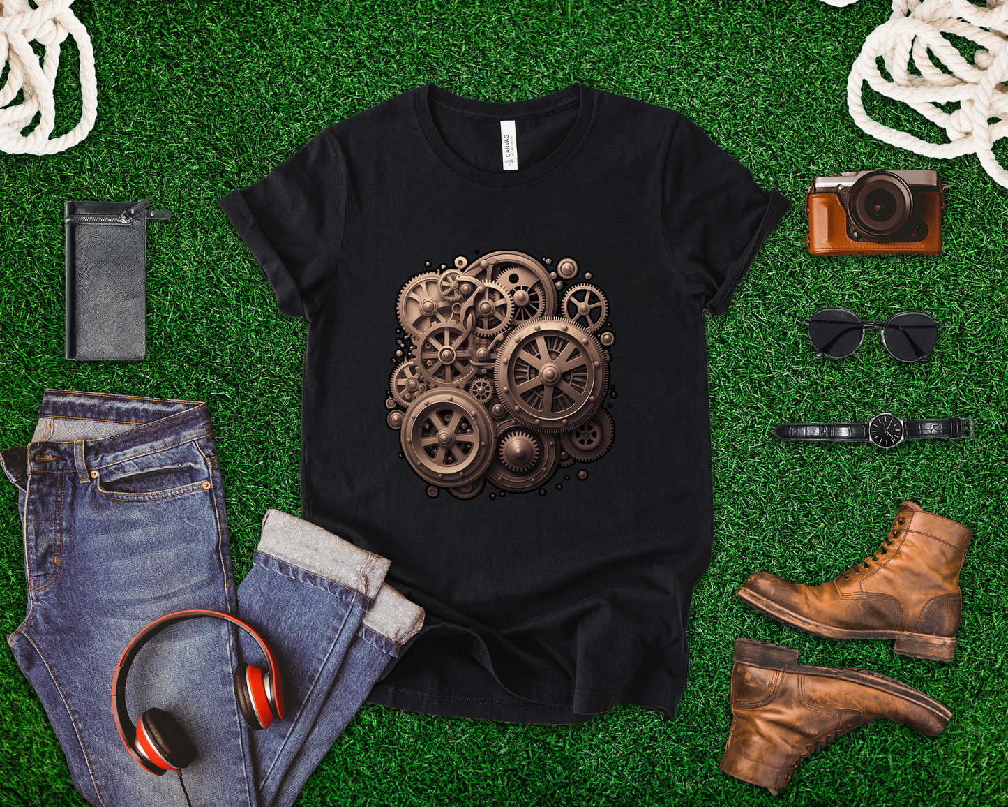 The Age of Machines Tshirt – Interconnected Gear Wheels Graphic