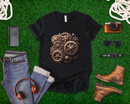 The Age of Machines Tshirt – Interconnected Gear Wheels Graphic