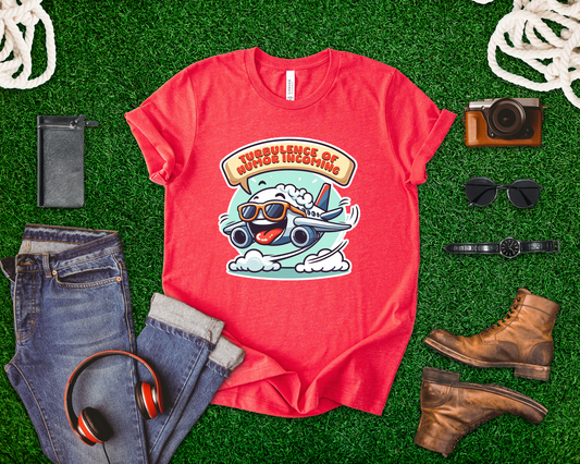 Turbulence of Humor Coming | Flight Landing with Smiling Face & Sunglasses Graphic T-Shirt