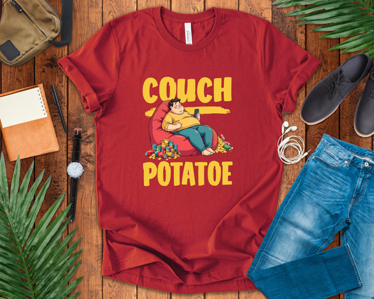 Couch Potato Shirt, Funny Snack Life Tee, Lazy Comfort Cartoon T Shirt, Homebody Humor Apparel, Chill Mode Vibes, Food Lover Top