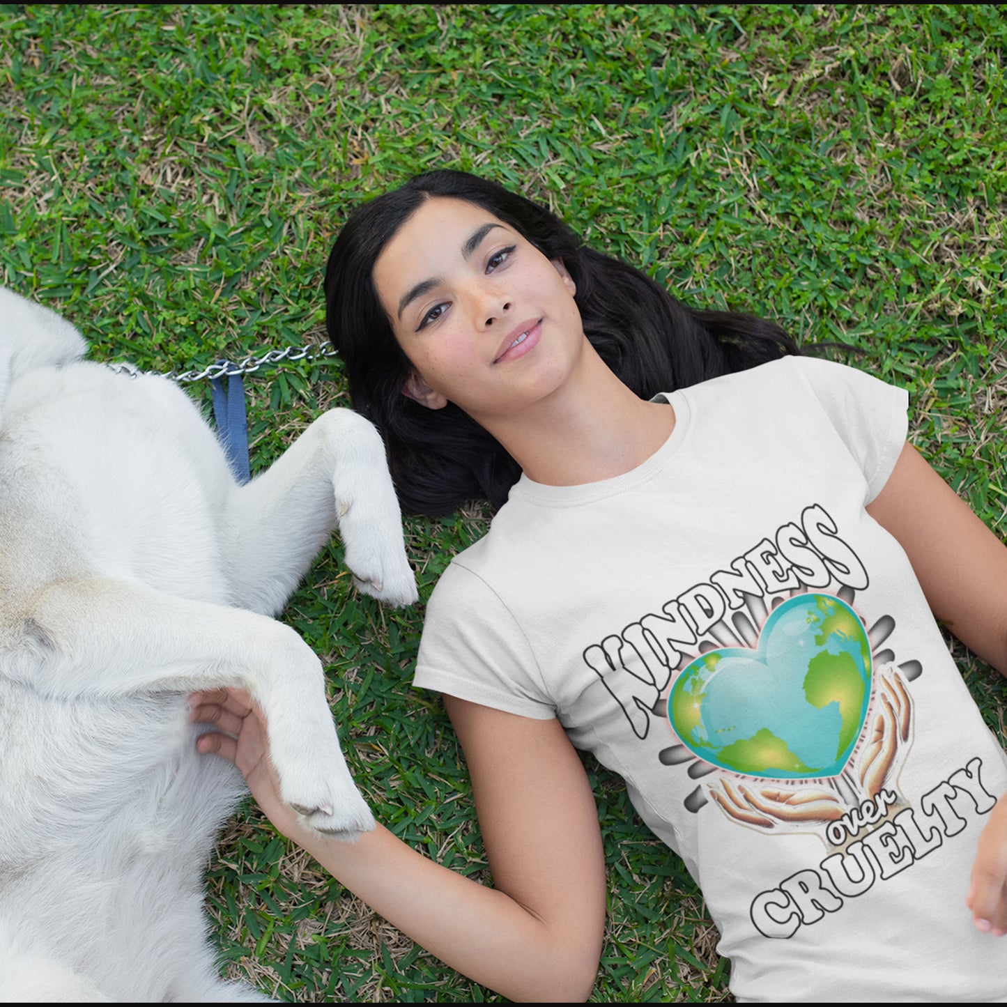 Kindness Over Cruelty | Hands Holding Heart-Shaped Earth Graphic T-Shirt