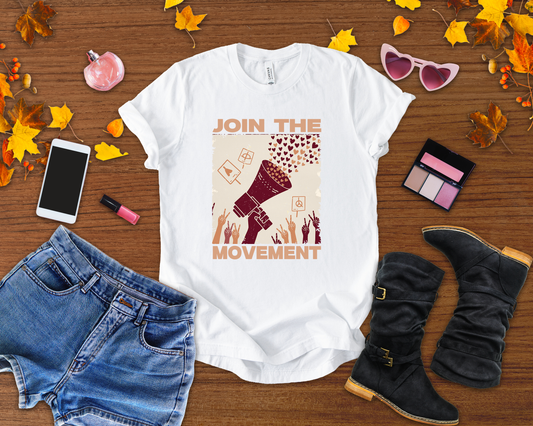 Join the Movement – Empowerment Speaker and Victory Hands Graphic T-Shirt