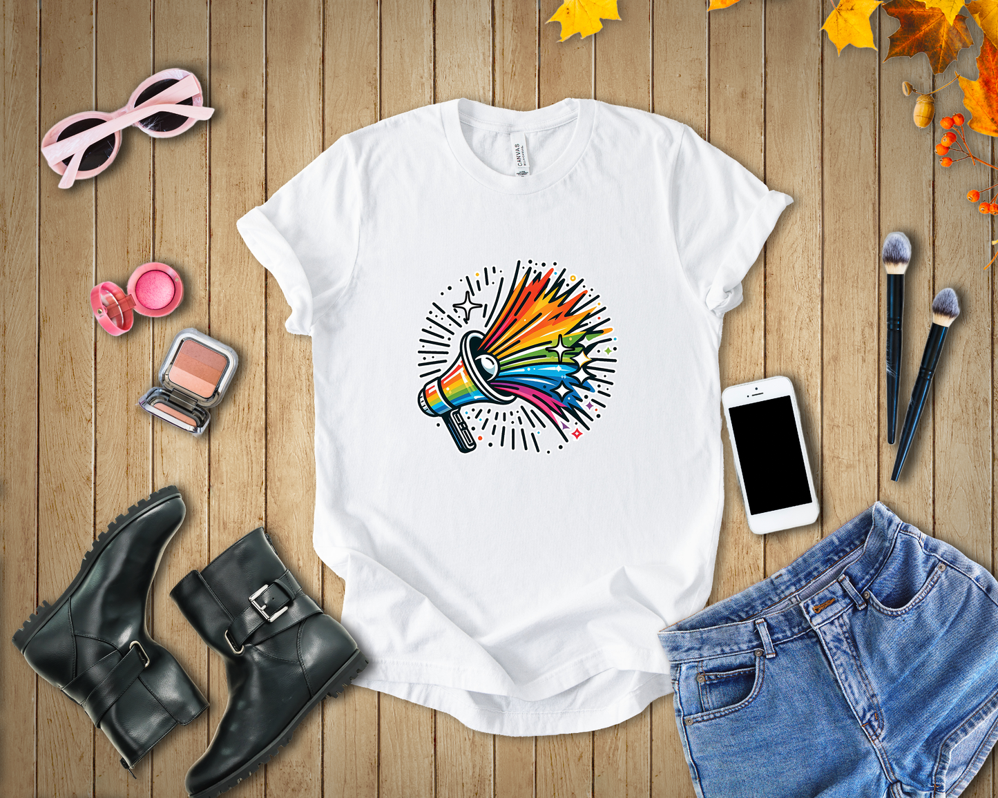 Proud & Loud – Colorful Handheld Speaker with Exploding Stars Graphic T-Shirt
