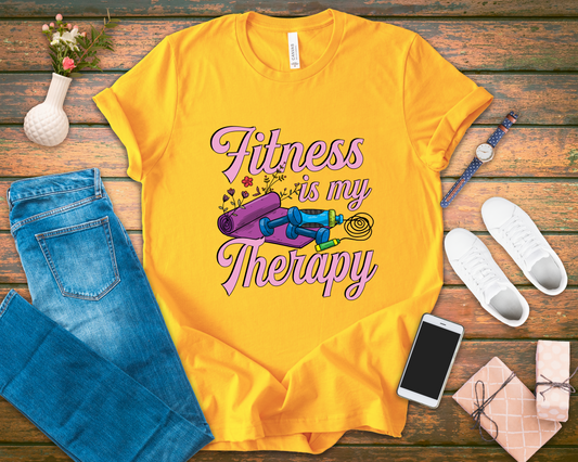 Fitness is My Therapy Tee, Workout Mindset Shirt, Gym Mental Health Top, Exercise Wellness Graphic, Self Care Gift