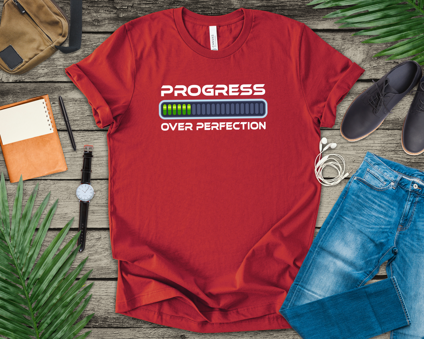 Progress Over Perfection Tee, Motivational Fitness Shirt, Personal Growth Workout Top, Gym Journey Graphic Tee, Daily Grind Gift