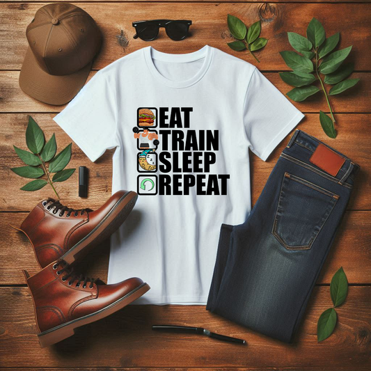 Eat Train Sleep Repeat Fitness Gym Motivation Lifestyle T-Shirt