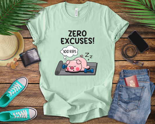 Zero Excuses 100 Reps Tee, Workout Motivation Shirt, Discipline Driven Top, Gym Beast Mode Graphic Tee, Strength Training Gift