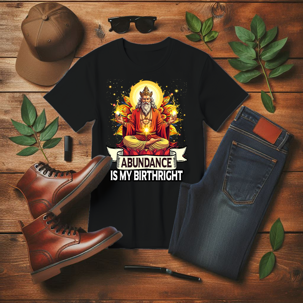 Abundance Is My Birthright Spiritual Manifestation Gold Energy T-Shirt