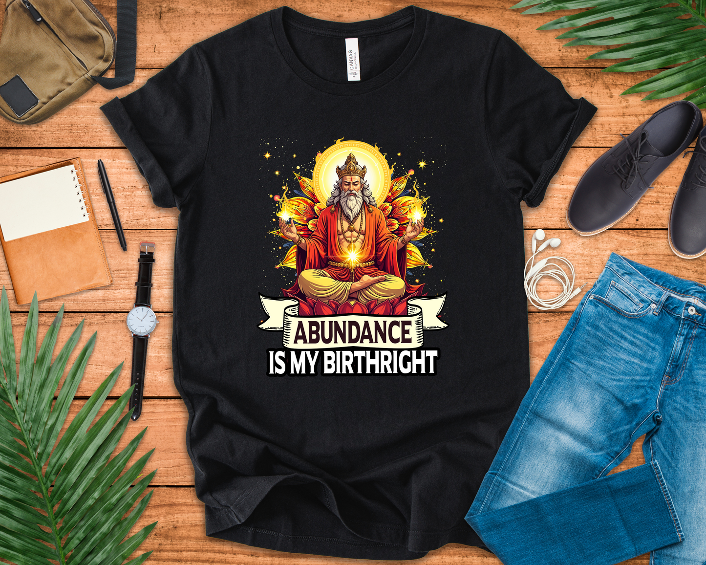 Abundance Is My Birthright Spiritual Manifestation Gold Energy T-Shirt